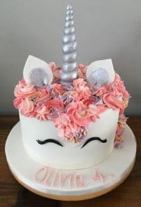 unicorn cake kids pink silver